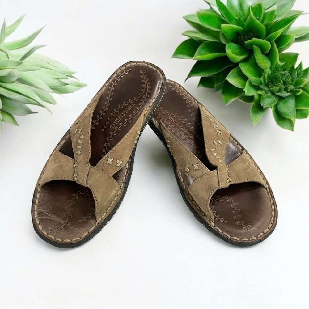 Keen Cush Leather Slide Sandals Brown Summer Flip Flops Brwn US 8